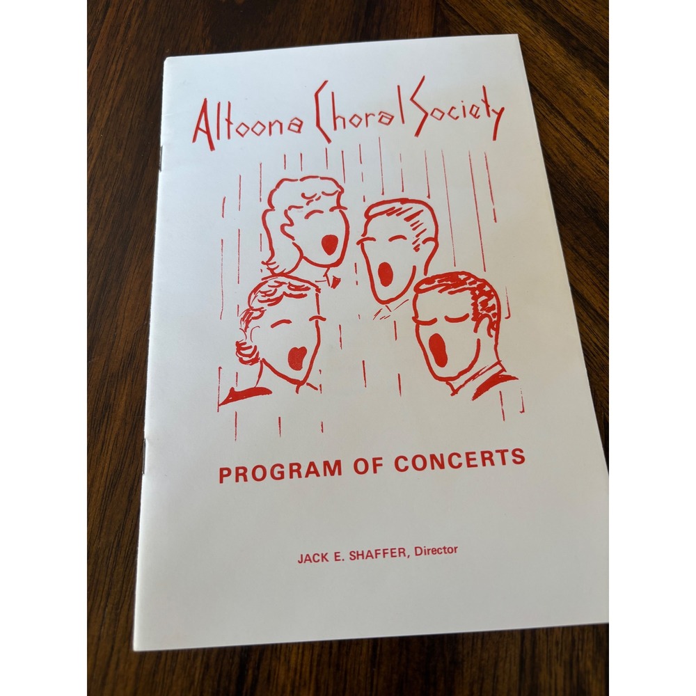 Vintage 1973-1974 Altoona Choral Society Program of Concerts Jack E Shaffer PA